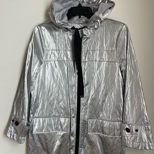 Silver Hooded Trench Coat
